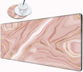 Gaming Mouse Pad Large Mousepad Pink Marble Desk Mat XXL Big Desk Pad 31.5x15.75 Rubber Base Computer Pad with Stitched Edges Mouse Mat for Work Game Home Office