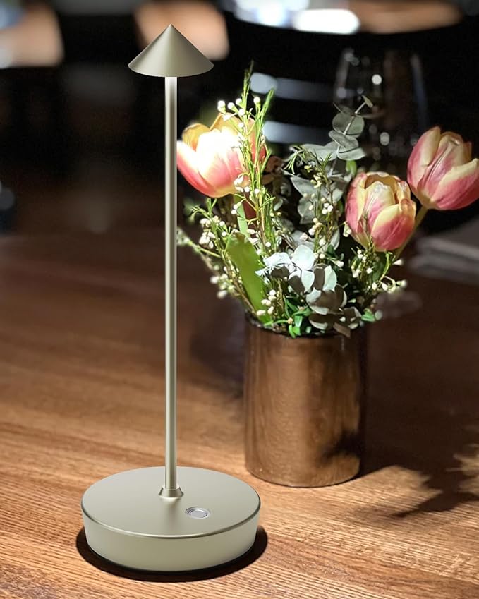 Cordless Table Lamps Rechargeable, 6000mAh Battery Operated LED Desk Lamp Outdoor Waterproof Portable Touch Dimmable Table Night Light for Patio Restaurant Dining Home Silver