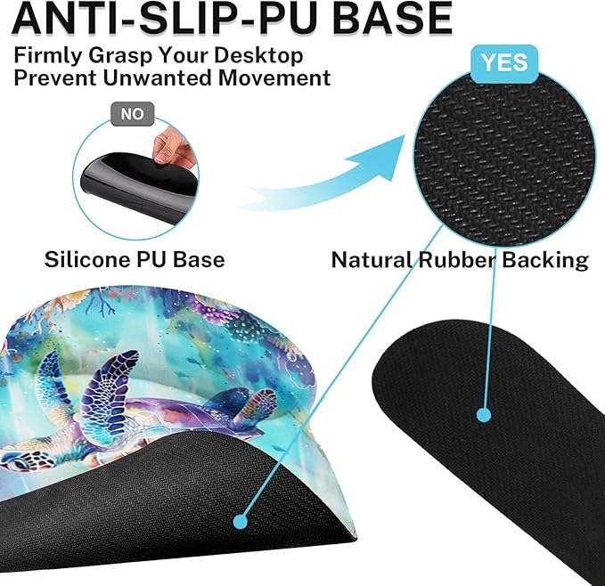 Britimes Sea Turtle Coral Reef Sea World Ergonomic Mouse Pad Set with Wrist Rest Non-Slip Rubber Base Wrist Cushion Support and Coasters Mousepad with Wrist Support for Computer Keyboard and Desk