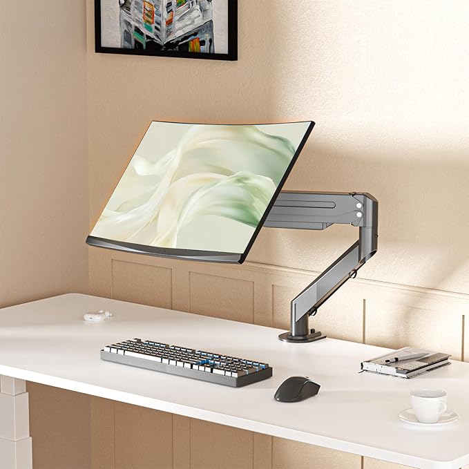 Suptek Monitor Mount Gas Spring Monitor Arm Desk Mount Fully Adjustable Fits 17 20 22 23 24 26 27 32 35 inch Monitors Weight Capacity up to 24.25 lbs