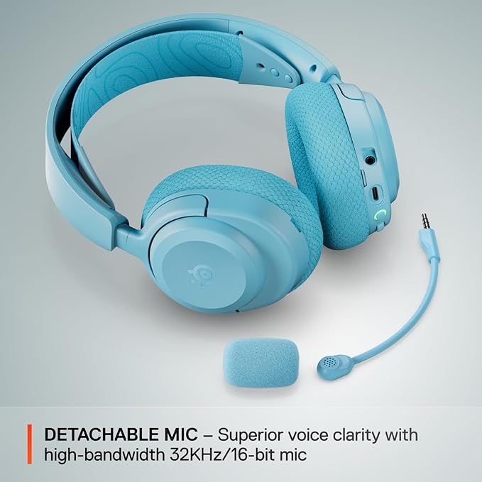 SteelSeries Arctis Nova 3P Wireless Multi-Platform Gaming Headset — Mobile App Control — 40 HR Battery — Neodymium Magnetic Drivers — 2.4GHz/Bluetooth — PS5, PS4, PC, Switch, Mobile — Aqua