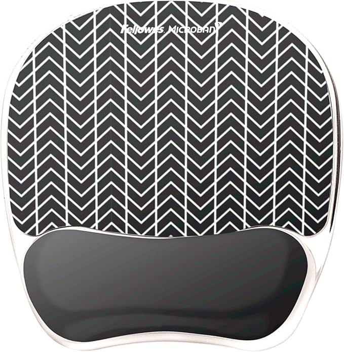 Fellowes Photo Gel Mouse Pad Wrist Rest with MICROBAN - Black Chevron (9549901)