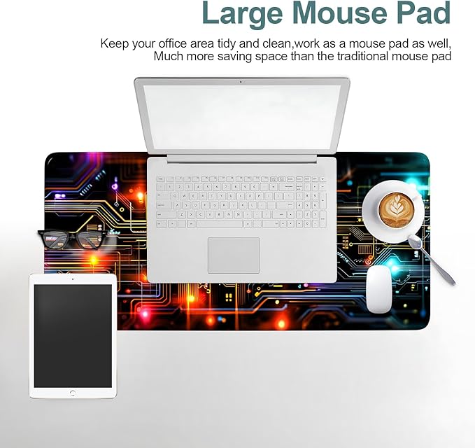 Lighting Extended Gaming Mouse Pad 31.5x11.8inches Large Desk Mat Anti-Slip Rubber Base & Durable Stitched Edges for Gamers Smooth Mouse Writing Surface for Desk Office/Home