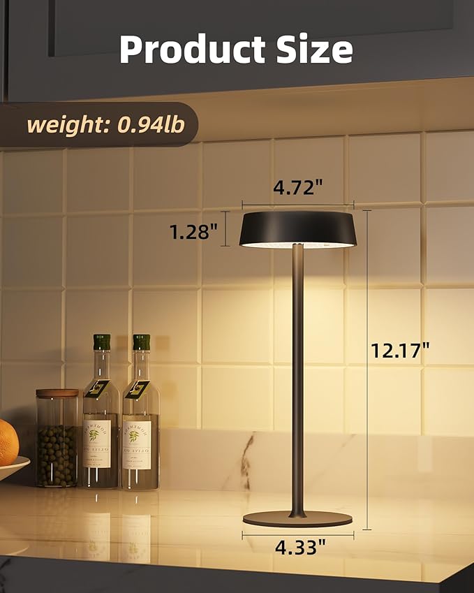 Cordless Lamp, RGB, Outdoor Waterproof, Dimmable Touch Control 3 Color Temperature, Battery Operated Portable, LED Memory Function, Rechargeable Table Lamp, Desk Lamp, Patio Dinning Restaurant Kitchen