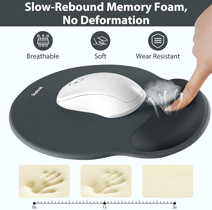 Mouse Pad and Keyboard Wrist Rest, 3-in-1 Gel Memory Foam Ergonomic Mouse Pad with Wrist Rest Set, Gaming Mousepad Arm Cushion Support for Computer Office Desk Accessories Cute Setup, Charcoal