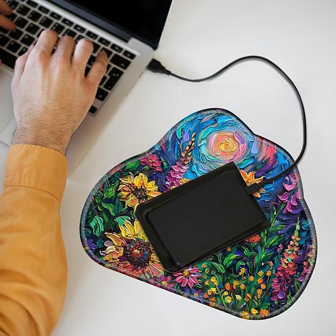 Cute Mouse Pad Plus 1 Coaster, Small Gaming Mouse Mat 11.8 x 9.45 inches, Travel Mouse Pads with Durable Stitched Edges Non-Slip Base, Vibrant Watercolor Flowers Decor Mousepad for Office Home