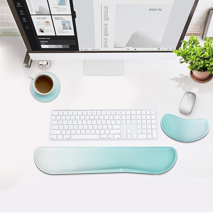 Gimars Upgrade Enlarge Silky Gel Memory Foam Keyboard Wrist Rest, Wrist Rest for Computer Keyboard, Ergonomic Mouse pad Rests for Typing, Wrist Support for Office, Gaming, Blue Gradient
