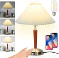 Touch Bedside Table Lamp - Modern Small Lamp for Bedroom Living Room Nightstand, Desk lamp with Fabric Lamp Shade, Warm LED Bulb, 3 Way Dimmable, Simple Design Mother's Day Gifts (Brown)