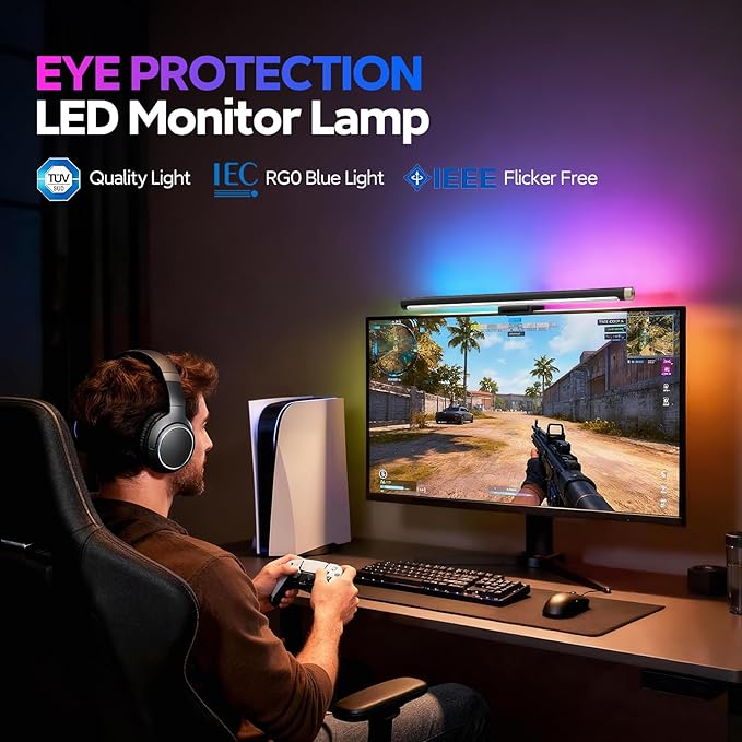 LYMAX M2 & RGB Computer Monitor Light Bar, USB Computer Lamp Dimmable Screen Light Bar, Adjustable Brightness/Color Temperature with Touch Contror