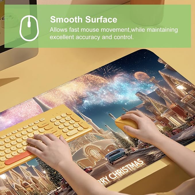 Desk Mat, XXL Extended Gaming Pad for Desktop, 31x12 Inches Magical Castle Fairytale Scene, Large Non-Slip Vegan Leather Keyboard Mouse Mat for Home Office