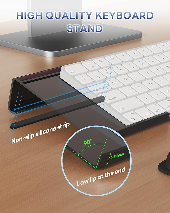Computer Keyboard Wrist Rest Stand for Desktop, Keyboard Holder for Easy Typing with Wrist Pad for Office Desk, Home, School (Black)