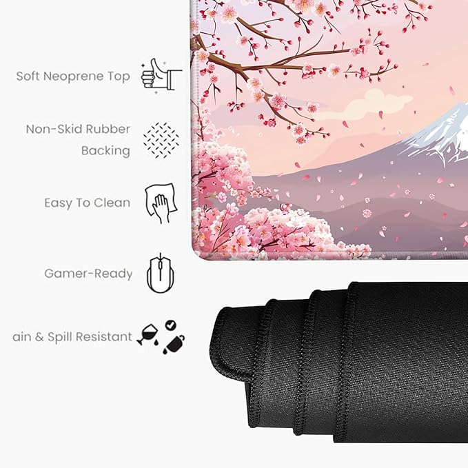 Gaming Mouse Pad 24x48 Desk Mat Large Mousepad Cherry Blossom Desk Pad Giant Full Mouse Mat XXXL Computer Mat for Protector Desktop Wireless