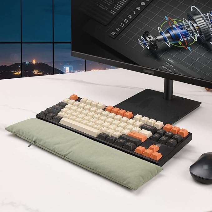 80% Keyboard Wrist Rest Bean Bag, Ergonomic Arm Palm Wrist Rest for Mechanical Keyboard, Ergobeads Wrist Cushion Pad for Gaming, Easy Typing, Computer Laptop (Light Army Green)