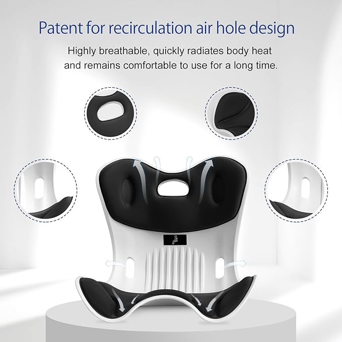 Ergonomic Back Support Office Chair Posture Correction Back & Tailbone Support Seat Cushion Memory Foam Portable Floor Seat Comfortable Lumbar Pillow Home Outdoor Gaming