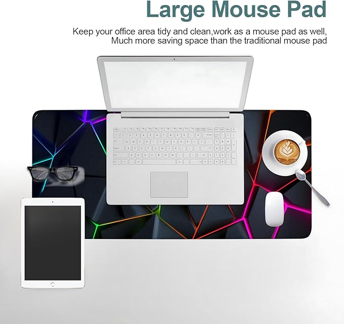 Energy Band Extended Gaming Mouse Pad 31.5x11.8inches Large Desk Mat Anti-Slip Rubber Base & Durable Stitched Edges for Gamers Smooth Mouse Writing Surface for Desk Office/Home