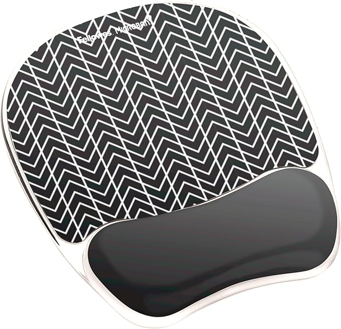 Fellowes Photo Gel Mouse Pad Wrist Rest with MICROBAN - Black Chevron (9549901)