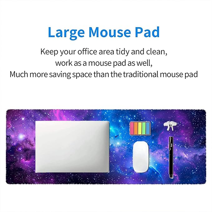 Purple Galaxy Desk Mat Space Nebula Universe XL Mouse Pad Large Mousepad Extended Laptop Keyboard Mat Gaming Desk Pad Mouse Mat 31.5"x11.8" Office Computer Keyboard Laptop Home