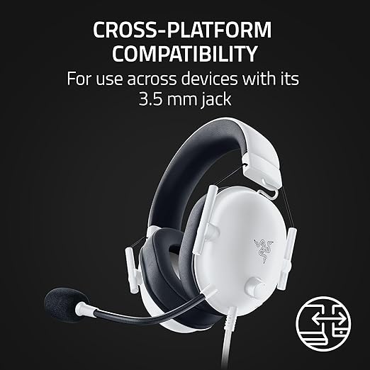 Razer BlackShark V2 X Gaming Headset: Special Edition - 50mm Drivers - Cardioid Mic - Comfortable Noise Isolating Earcups - for PC, Mac, PS5, Xbox One, Nintendo Switch via 3.5mm Audio Jack - White