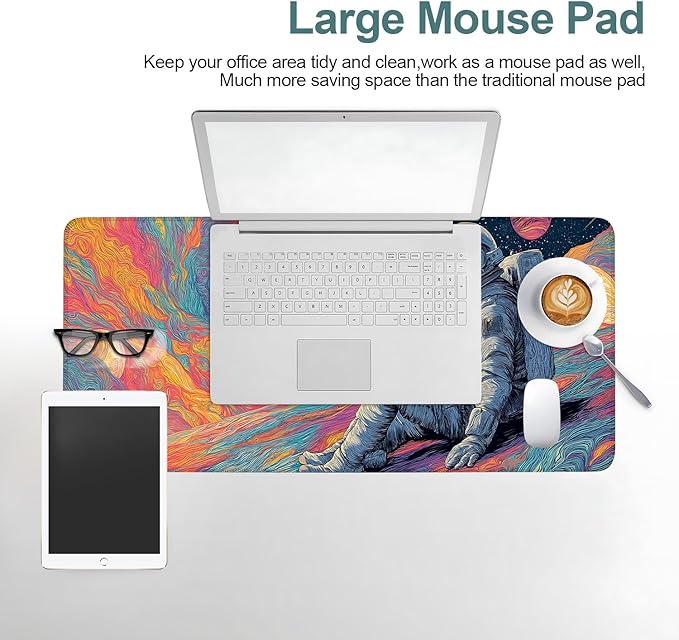 Astronaut Extended Gaming Mouse Pad 31.5x11.8inches Large Desk Mat Anti-Slip Rubber Base & Durable Stitched Edges for Gamers Smooth Mouse Writing Surface for Desk Office/Home