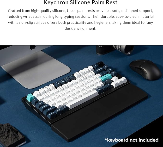 Ergonomic Silicone Wrist Rest for Keychron K8 / K8 Pro / K8 Max / K8 HE / C1 / C1 Pro / L4, 14.09" Honeycomb Non-Slip Palm Rest, 80% TKL Mechanical Keyboards Support with Comfortable Typing