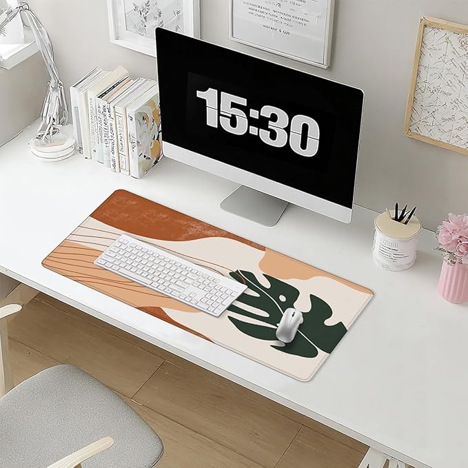 Boho Abstract Large Mouse Pad 31.5x15.7inch, Boho Sage Green Large Extended Computer Desk Mat Mousepad for Keyboard and Mouse, Minimalist Desk Accessory
