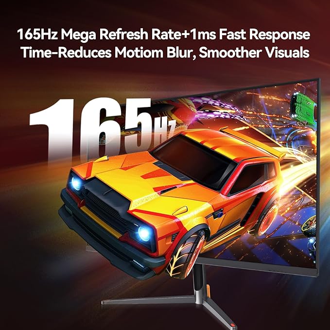 24 Inch Gaming Monitor, FHD 1080P 165Hz Monitor, IPS Display, Free-sync Compatible, 99% SRGB Color Gamut VESA 100 * 100mm Eye Care, Ultra-Slim Frame, Black