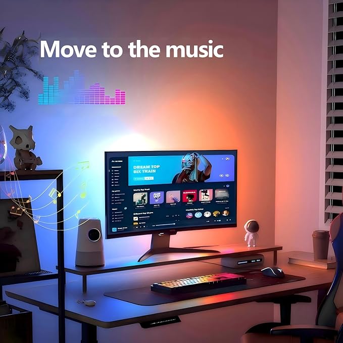 LED Strip Lights for 32-Inch PC Monitor, RGB Backlight for Screen Sync with Smart App Control, Desk Decor & Gaming Room, 3 Sides