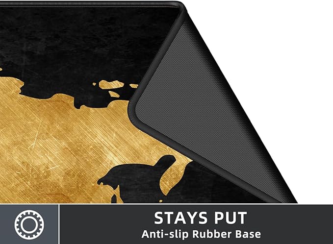 Mouse Pad Desk Mat, Multifunctional Large Gaming Mousepad, Office Desk Pad with Washable Durable Design, Keyboard Pad in Black World Map