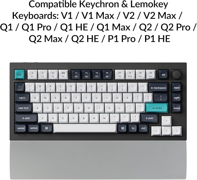 Keychron Gray Silicone Wrist & Palm Rest, 12.89" for 75% Compact Keyboard Series V1/V2/Q1/Q2 & Lemokey P1 (Pro/Max/HE) – Anti-Slip Base – Smooth & Soft Support
