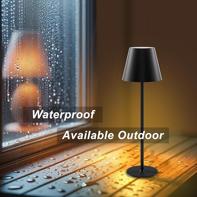 ORALUCE Cordless Table Lamp Rechargeable, Battery Operated LED Desk Lamp with USB Type-C Charging Port, 3 Color Stepless Dimming LED Lamp for Bedroom/Restaurant/Party/Coffee Shop/Camping/Bars, 2 Pack