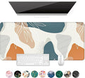 Auhoahsil Large Mouse Pad, XXL Desk Pad, Extened 35" x 15", Non-Slip Rubber Base, Stitched Edges, Superior Surface, Waterproof Keyboard Mat, Large Mousepad for Gamer, Office & Home, Desert Leaves