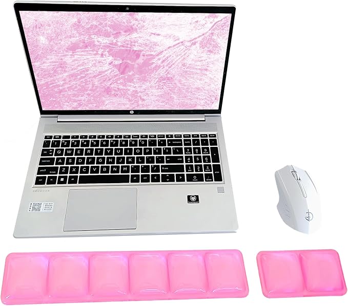 Gel Wrist Rest for Keyboard and Mouse Square Pink Plaid Clear Keyboard Wrist Rest Transparent Ergonomic Cute Checkered Mouse Wrist Pad Silicone Non-Slip Support for Computer Laptop Gaming Home Office