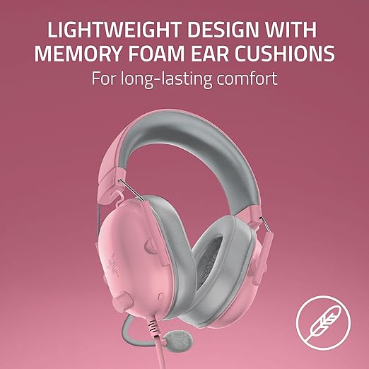 Razer BlackShark V2 X Xbox Gaming Headset: 50mm Drivers - Cardioid Mic - Lightweight - Comfortable Noise Isolating Earcups - for Xbox Series X, Series S, PS5, PC, Switch via 3.5mm Jack - Quartz Pink