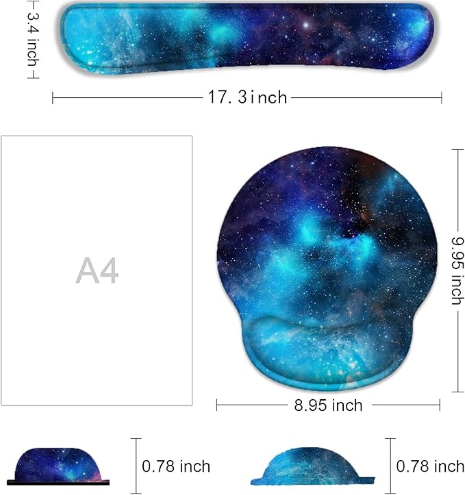 Keyboard Wrist Rest and Mouse Pad, Ergonomic Memory Foam Mouse Pad Wrist Support, Non-Slip Mouse Pad and Keyboard Wrist Support, Comfortable Mousepad with Wrist Rest for Game, Office