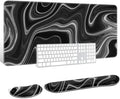 Auhoahsil Large Mouse Pad with Wrist Rests for Keyboard & Mouse, Thick Soft Ergonomic Memory Foam Wrist Supports, Big & Long Desk Mat 35.5 x 15.7 in, for Office Gaming Computer, Abstract Contour