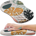 Hokafenle Ergonomic Mouse Pad Wrist Support, Wrist Rest Mousepad for Carpal Tunnel with Integrated Memory Foam Slope Massage Bulge (11.8x7.9 inch,Abstract Leaves)