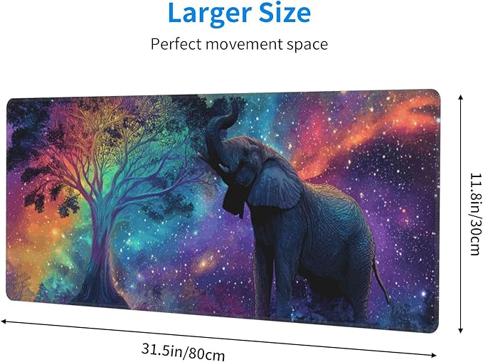 Elephant Mouse Pad Extended Large Gaming Mouse Pad XL Stitched Edges for Gamer Home Office 31.5 X 11.8 Inch