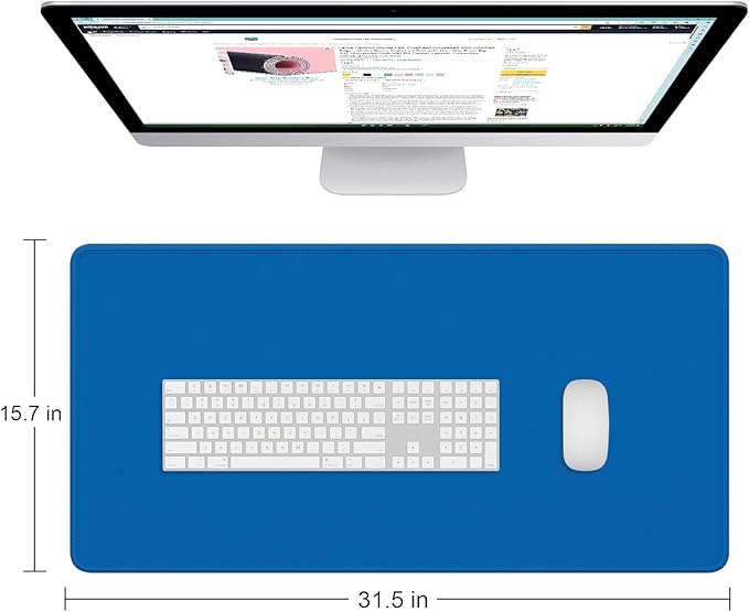 Dapesuom Large Gaming Mouse Pad, Extended Mouse Mat with Stitched Edges, Full Size Keyboard Pad with Non-Slip Base, Big XXL Computer Desk Mats for Gamer, Laptop, Office, 31.5 x 15.7 in, Dark Blue