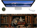 Book Gaming Mouse Pad,12x31.5in Non-Slip Rubber Adorable Cat Napping on Bookshelf Desk Mat,Large Extended Library Mousepad for Office Home Laptop,Mice Pads Gifts,Game Lover Deskmat Decor