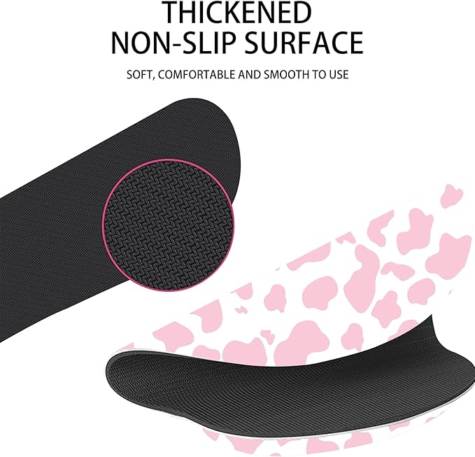 2Pcs Keyboard Wrist Rest Pad and Mouse Wrist Rest Support Mouse Pad Set,Ergonomic Support,Gaming Mouse Pad,Memory Foam,Non-Slip Base,for Computer Gamer Home Office Western-Pink Cow Pattern