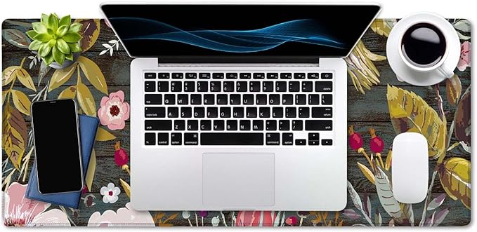 Chaos Coordinator Motivational Quote Mouse pad 35.5 X 15.7 Inch XXL Floral Full Desk Mousepad Extended Large Non-Slip Rubber Base Waterproof Big Keyboard Mat with Stitched Edges for Gaming and Office
