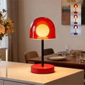Small Mushroom Lamp Cordless, LED Wireless Mini Lamp Dimmable, Funky Battery Powered Lamp IP44, Orange Accent Lamp for Kitchen Counter Bathroom Dining Room, 7.7" W x 10.6" H (Reddish Orange)