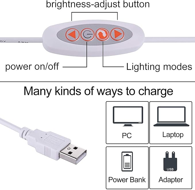 LED Desk Lamp Dimmable Eye-Caring Table Lamp Reading Light Office Light Adjustable 3 Color Modes,14 Brightness Levels, Gooseneck Flexible Clip-on Light for Studying, 5W-White