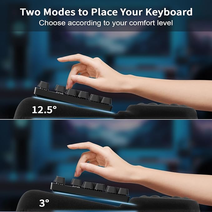 Computer Keyboard Stand with Wrist Rest, Ergonomic Keyboard Pad with Wrist Support, Keyboard Riser & Soft Memory Foam Cushion, 43cm Arm Rest Desk Accessories for Office,Home (Black)