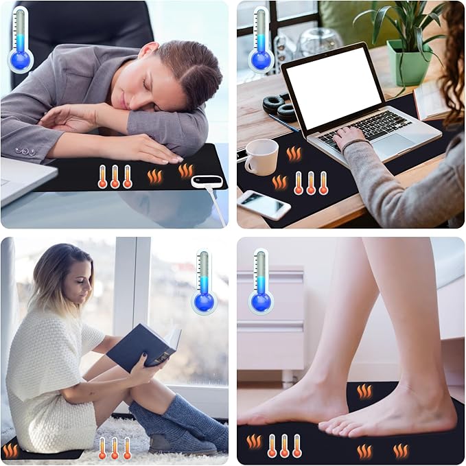 Heated Desk Pad, Heated Mouse Pad - 31.5 x 13 inch, Heated Desk Mat, Desk Warmer with 5 Heat Levels & Auto Shut-Off - Ideal for Office and Home(Pink)