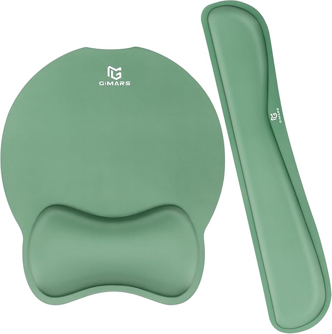 Gimars Ergonomic Mouse Pad Wrist Support, Upgrade Enlarge Superfine Fibre Soft Smooth Keyboard Wrist Rest, Comfortable Memory Foam Wrist Rest for Computer, Gaming, Office,Dark Green