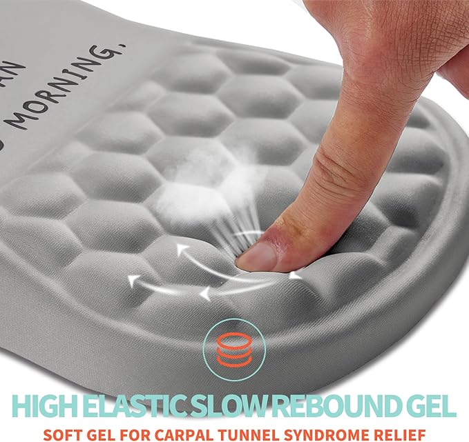 Ergonomic Mouse Pad Wrist Support with Memory Foam Massage Bulge, Carpal Tunnel Mousepad Wrist Rest for Mouse(12x8 inch, Good Morning)