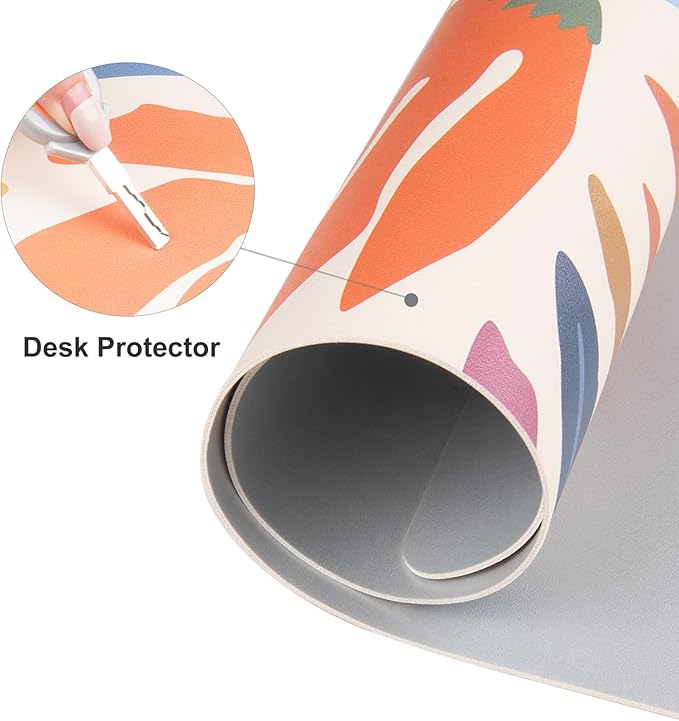 Colorful Star Abstract Floral Large Mouse Pad, Waterproof Office Desk Mat, Non-Slip Gaming Mouse Pad, XXL PC Laptop Protector Pads, PU Leather Desk Writing Pads for Office Home, 31.5" x 15.7"
