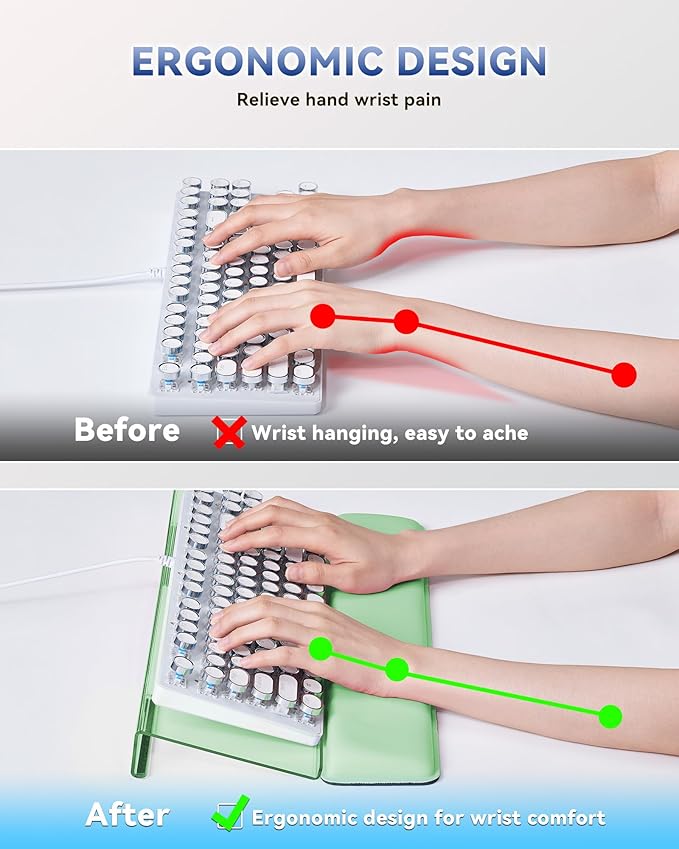 Computer Keyboard Wrist Rest Stand for Desktop, Keyboard Riser Holder with Wrist Pad for Office Desk, Home, School (Green)