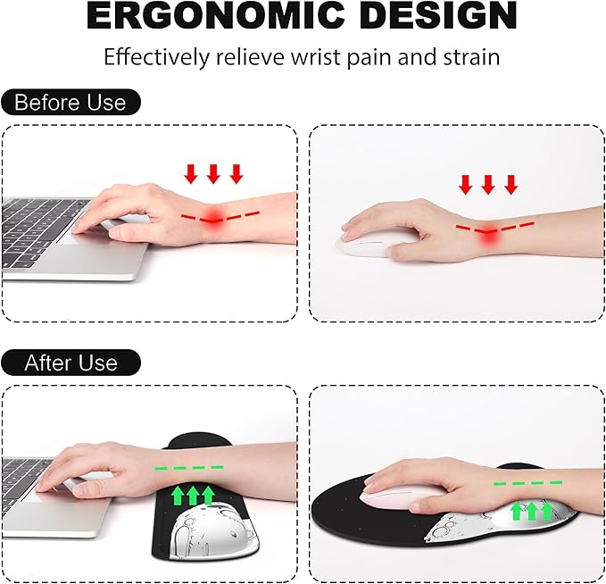 Ergonomic Mouse Pad with Wrist Rest and Keyboard Wrist Rest, Mousepad and Wrist Rest for Computer Keyboard, Non-Slip Rubber Base, Mouse Pad with Wrist Support for Gaming, Astronaut